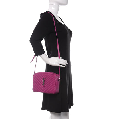 Saint Laurent Calfskin Matelasse Monogram Lou Camera Bag Electric Fuchsia 2 of 9