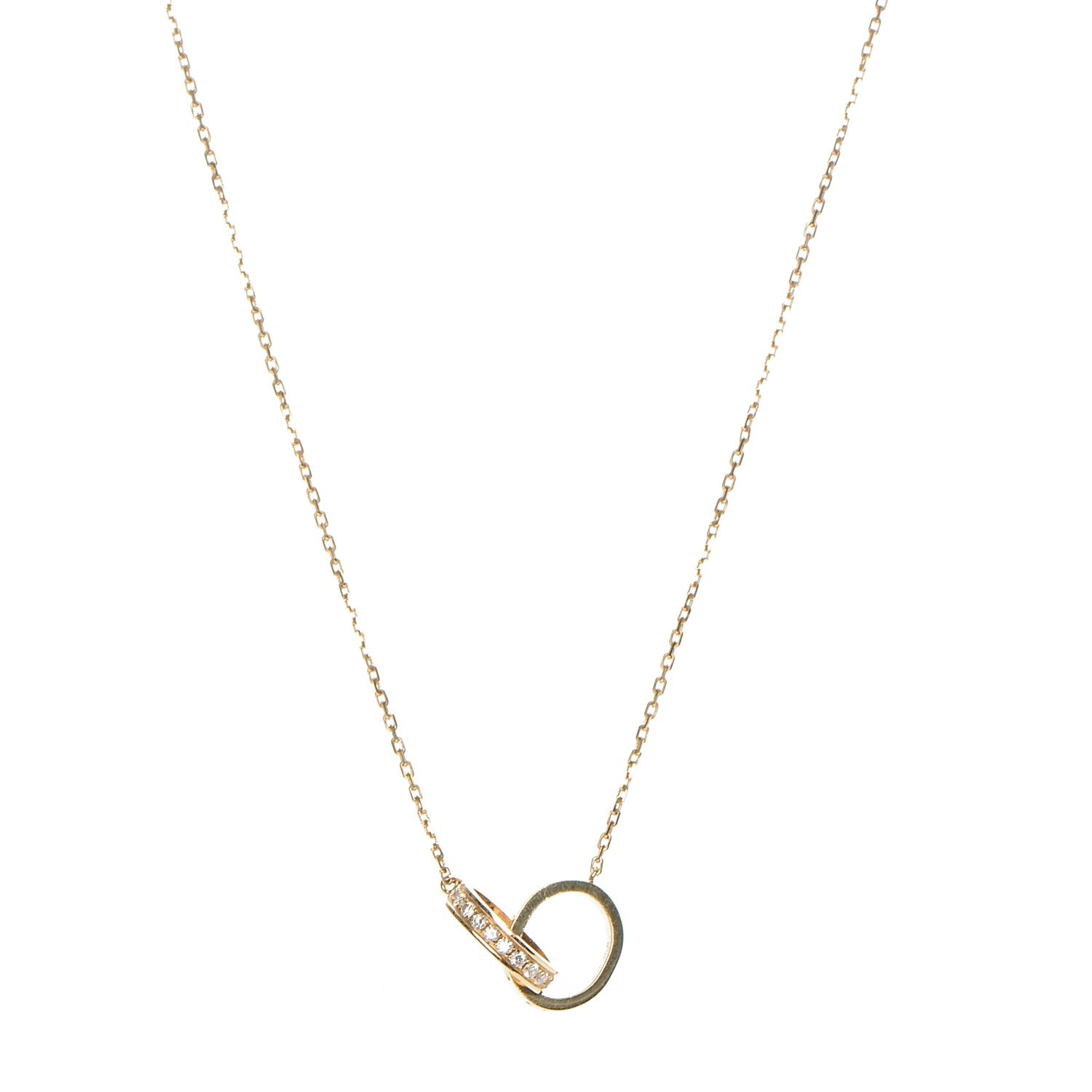 Cartier 18K Yellow Gold Diamond Interlocking LOVE Necklace 1 of 7