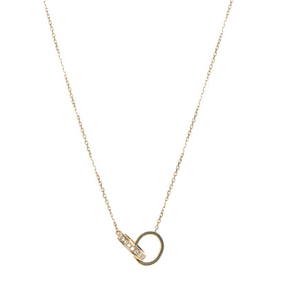 Cartier 18K Yellow Gold Diamond Interlocking LOVE Necklace 1 of 7