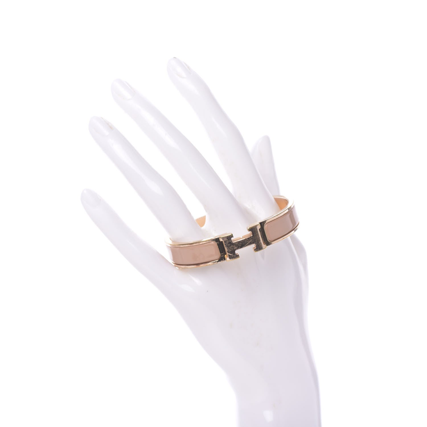 Hermes Enamel Narrow Clic Clac H Bracelet PM Beige Nacre 2 of 5