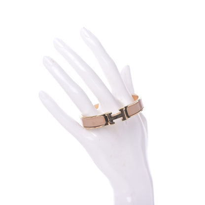 Hermes Enamel Narrow Clic Clac H Bracelet PM Beige Nacre 2 of 5