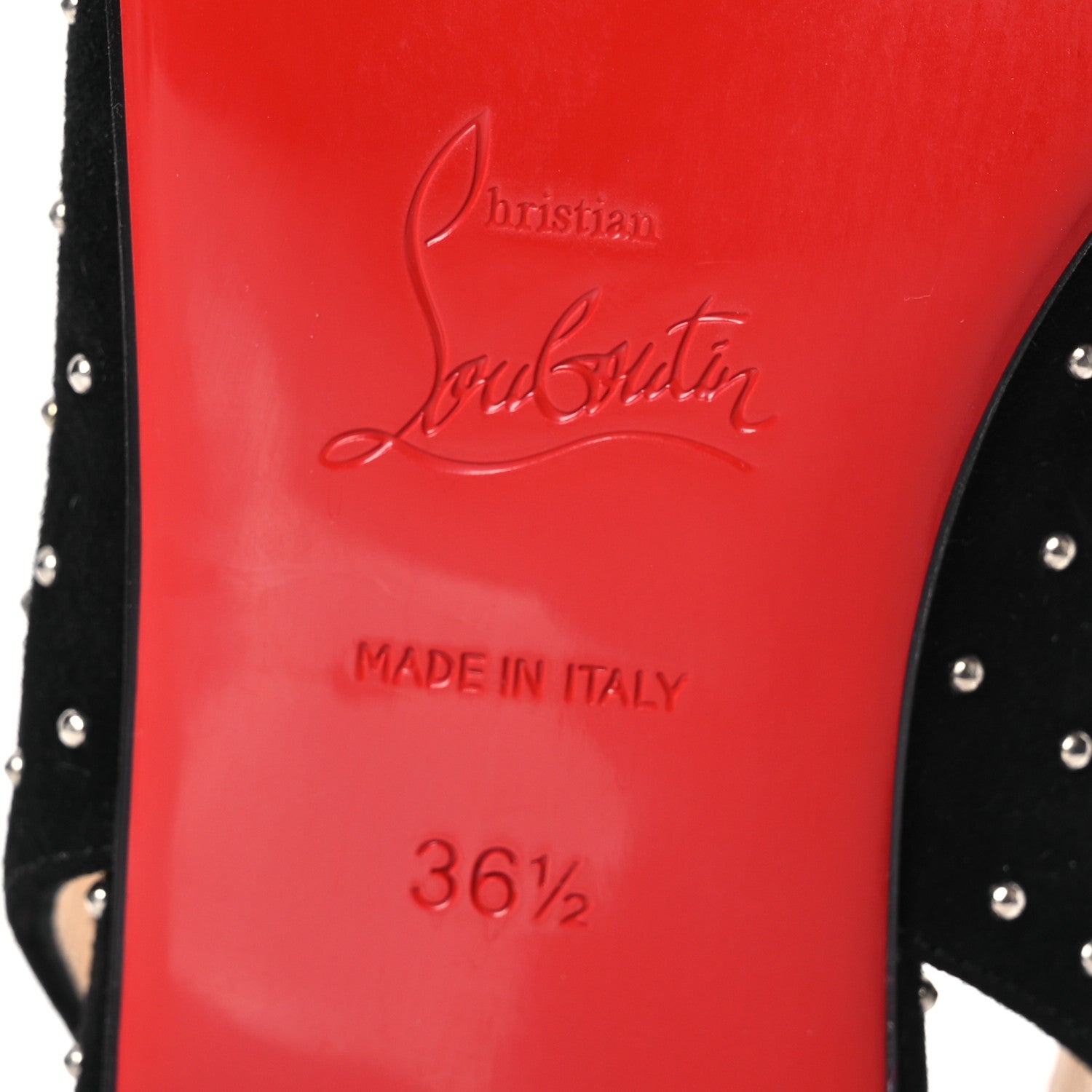 Christian Louboutin Suede Studded Slingback Flats 36.5 Black 7 of 9