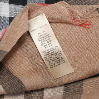 Burberry Wool Silk House Check Lightweight Scarf Camel 4 of 5