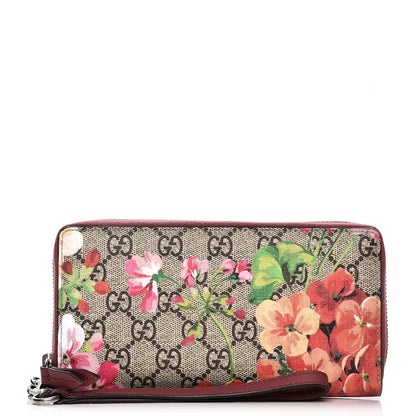 Gucci GG Supreme Monogram Blooms Wrist Wallet Beige Multicolor Dry Rose 1 of 8