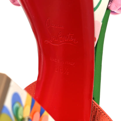 Christian Louboutin Metallic Nappa Crystal Floral Embellished Movida Brio Bloomy 130 Platform Pump 38.5 Multicolor 6 of 8