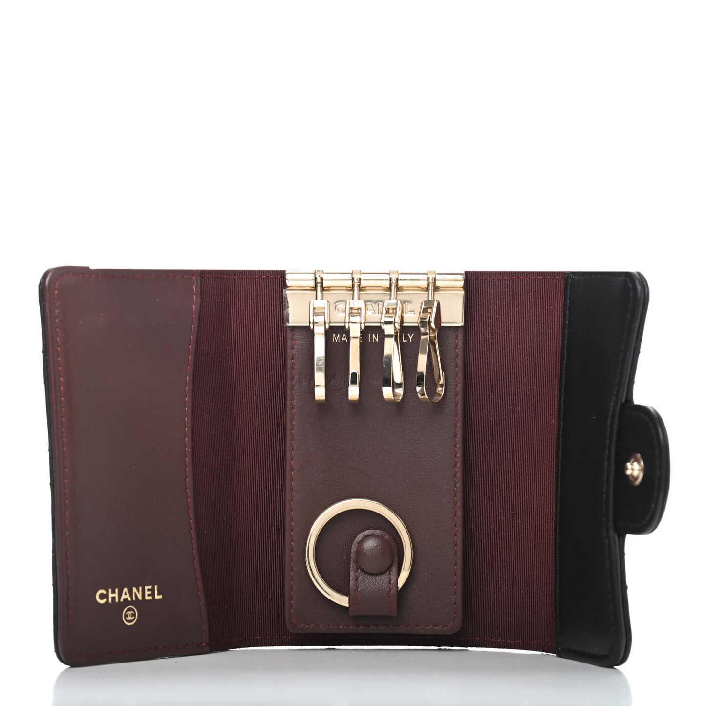 Lambskin Quilted 4 Key Holder Black