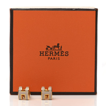 Hermes Gold Lacquered Mini Pop H Earrings Marron Glace 4 of 4