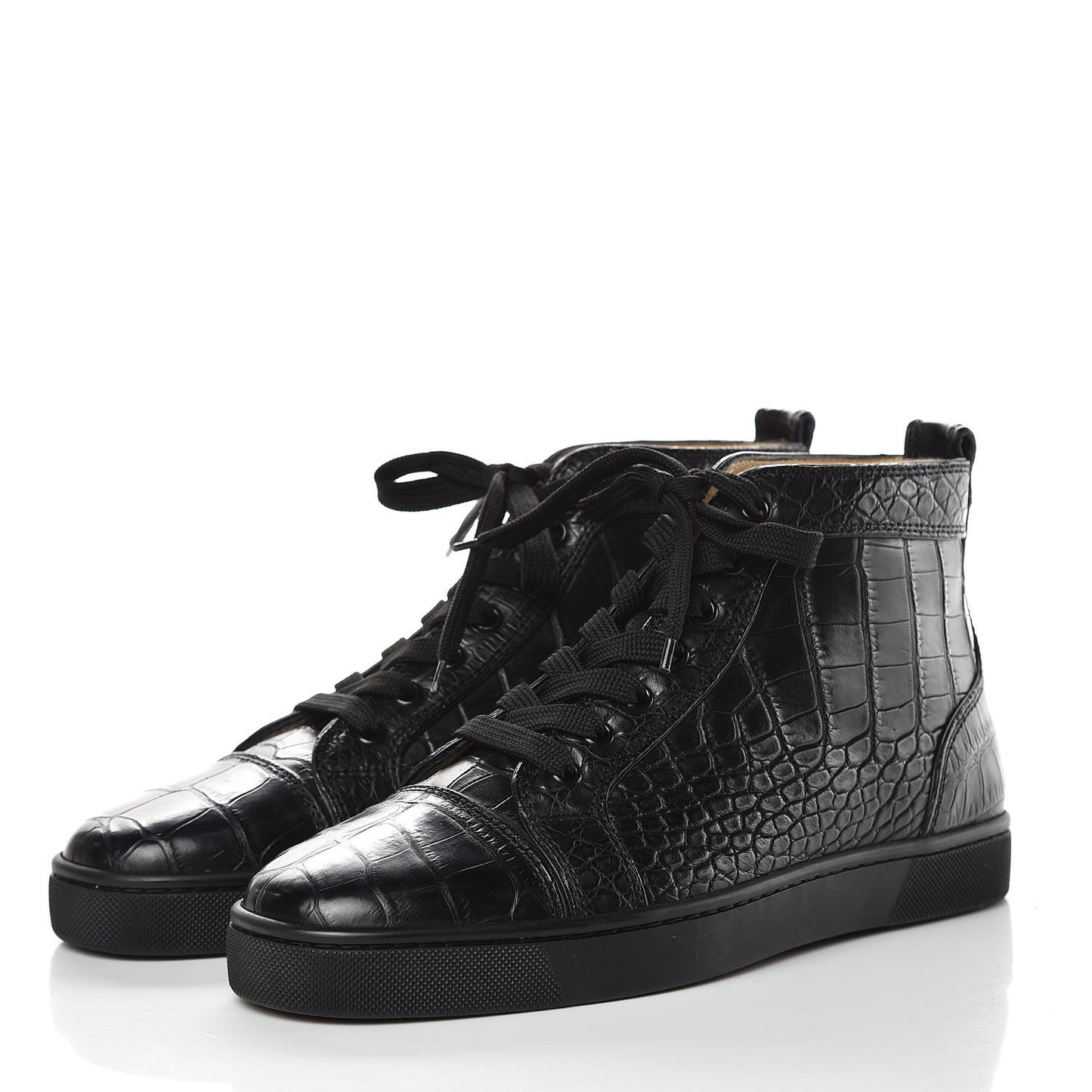 Matte Crocodile Mens Louis Flat Sneakers 40 Black