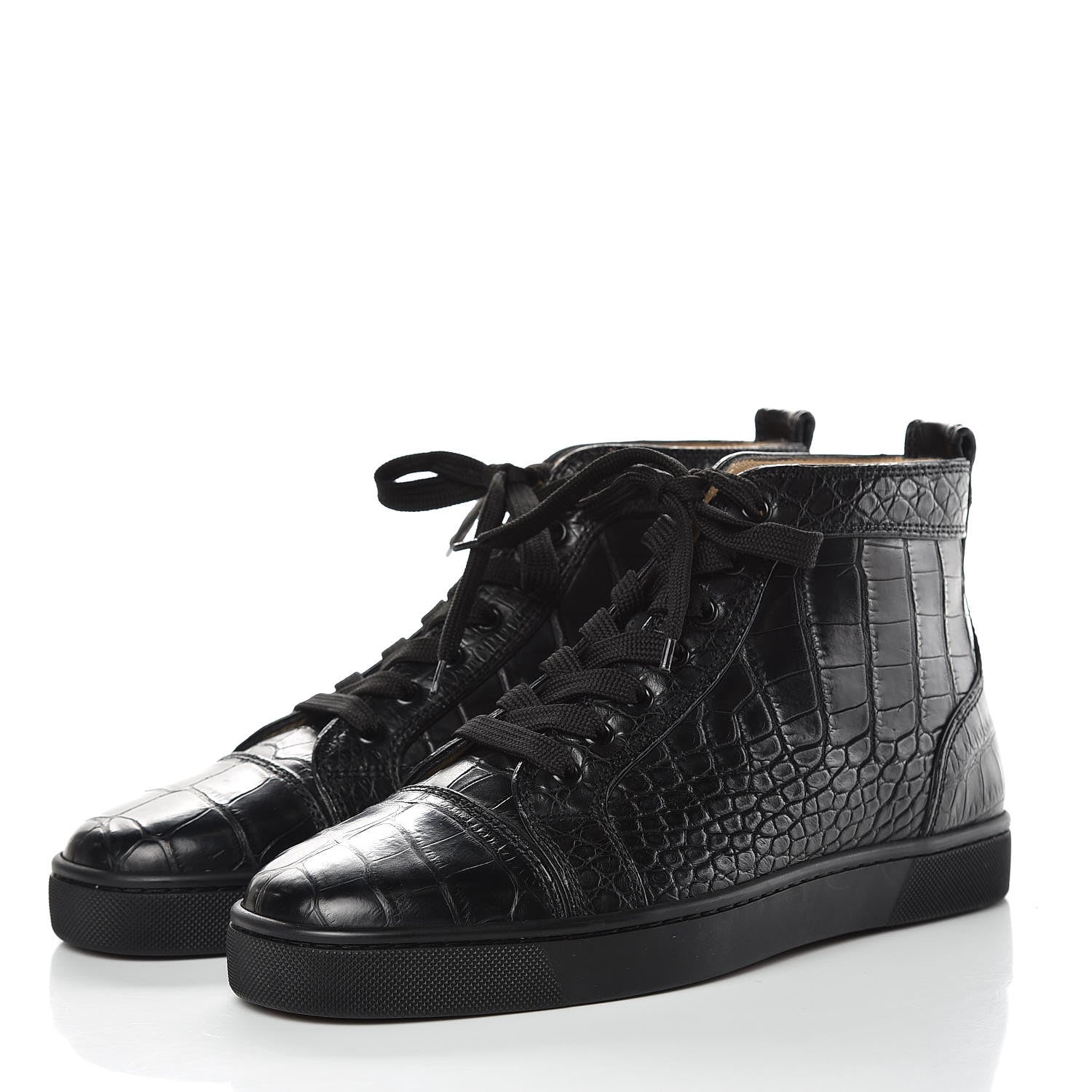 Christian Louboutin Matte Crocodile Mens Louis Flat Sneakers 40 Black 3 of 9