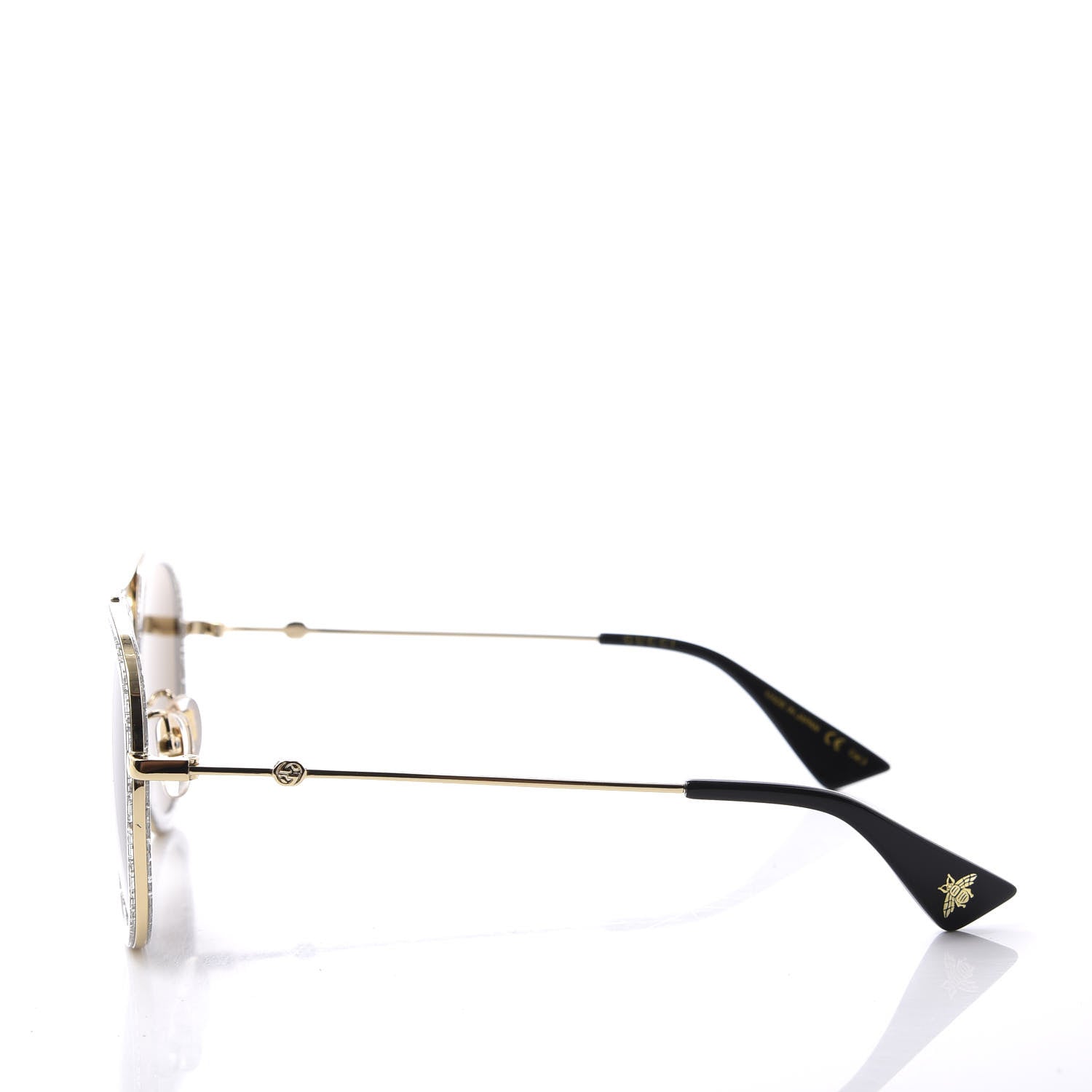 Gucci Glitter Aviator Sunglasses GG0062S Gold Brown 3 of 8
