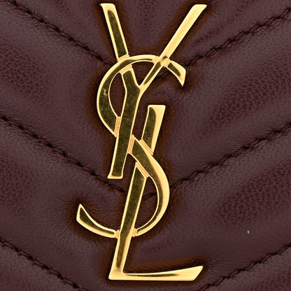 Saint Laurent Lambskin Matelasse Chevron Monogram Cassandre Compact Zip Around Card Wallet Hot Wine 8 of 8