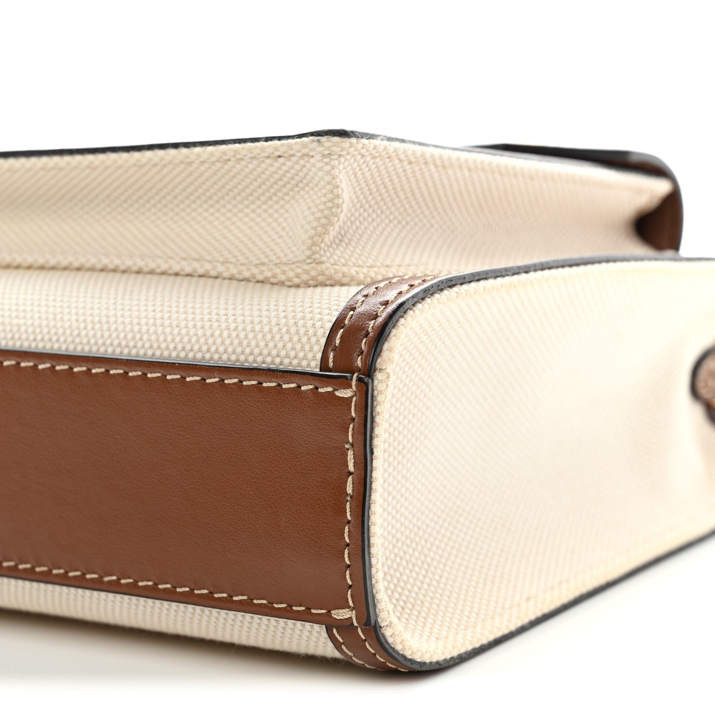 Canvas Smooth Calfskin Two Tone Mini Pocket Bag Natural Malt Brown