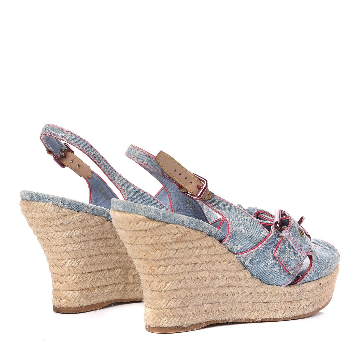 Denim Monogram Espadrille Wedge Sandals 40 Blue