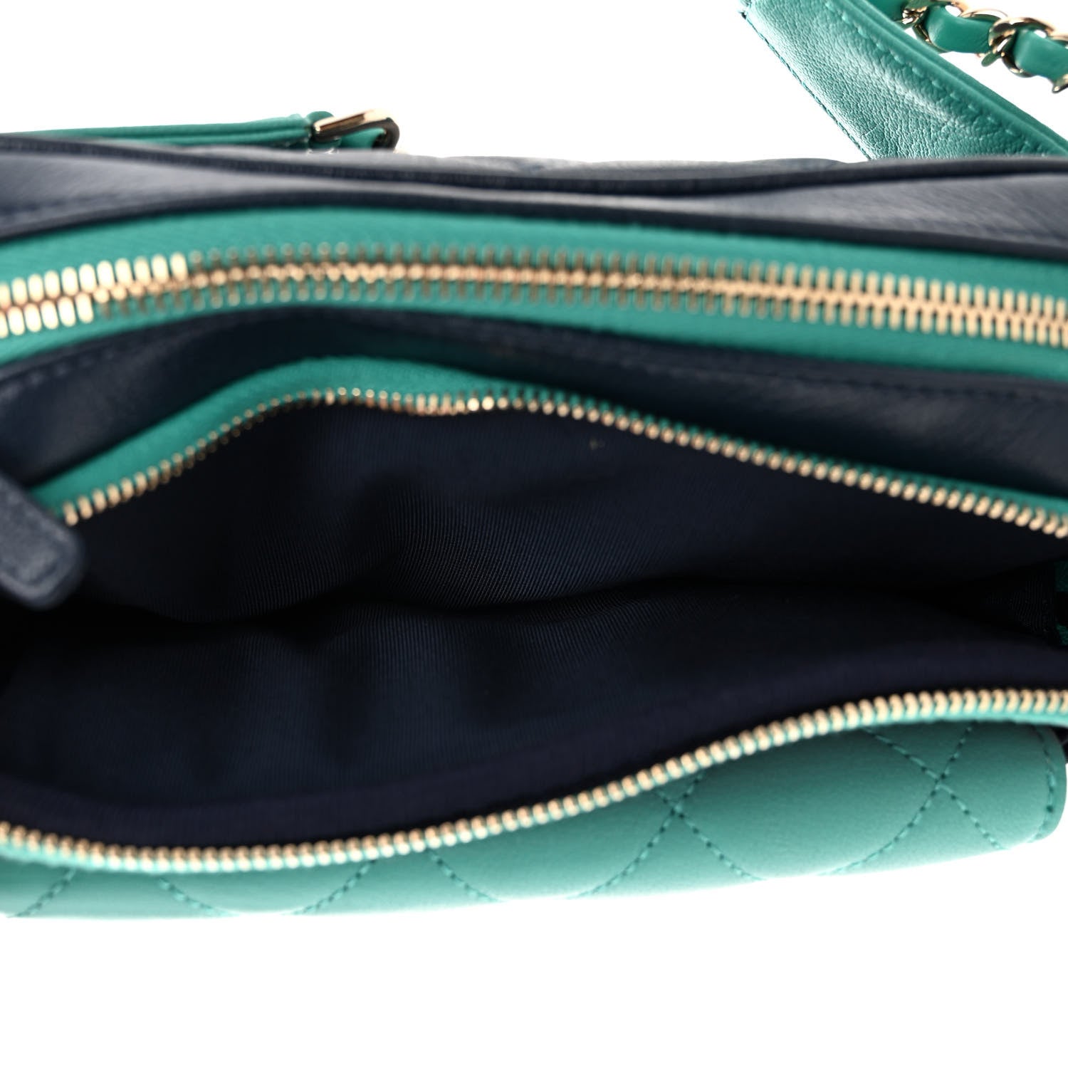 Chanel Goatskin Quilted Tri-Color In & Out Waist Bag Navy Turquoise Pink 7 of 14