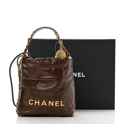 Chanel Shiny Calfskin Quilted Mini Chanel 22 Brown 11 of 11