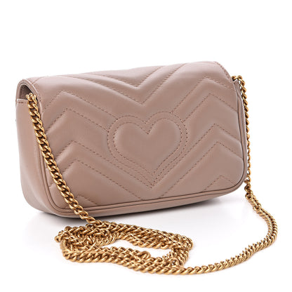 Gucci Calfskin Matelasse Super Mini GG Marmont Shoulder Bag Porcelain Rose 3 of 12