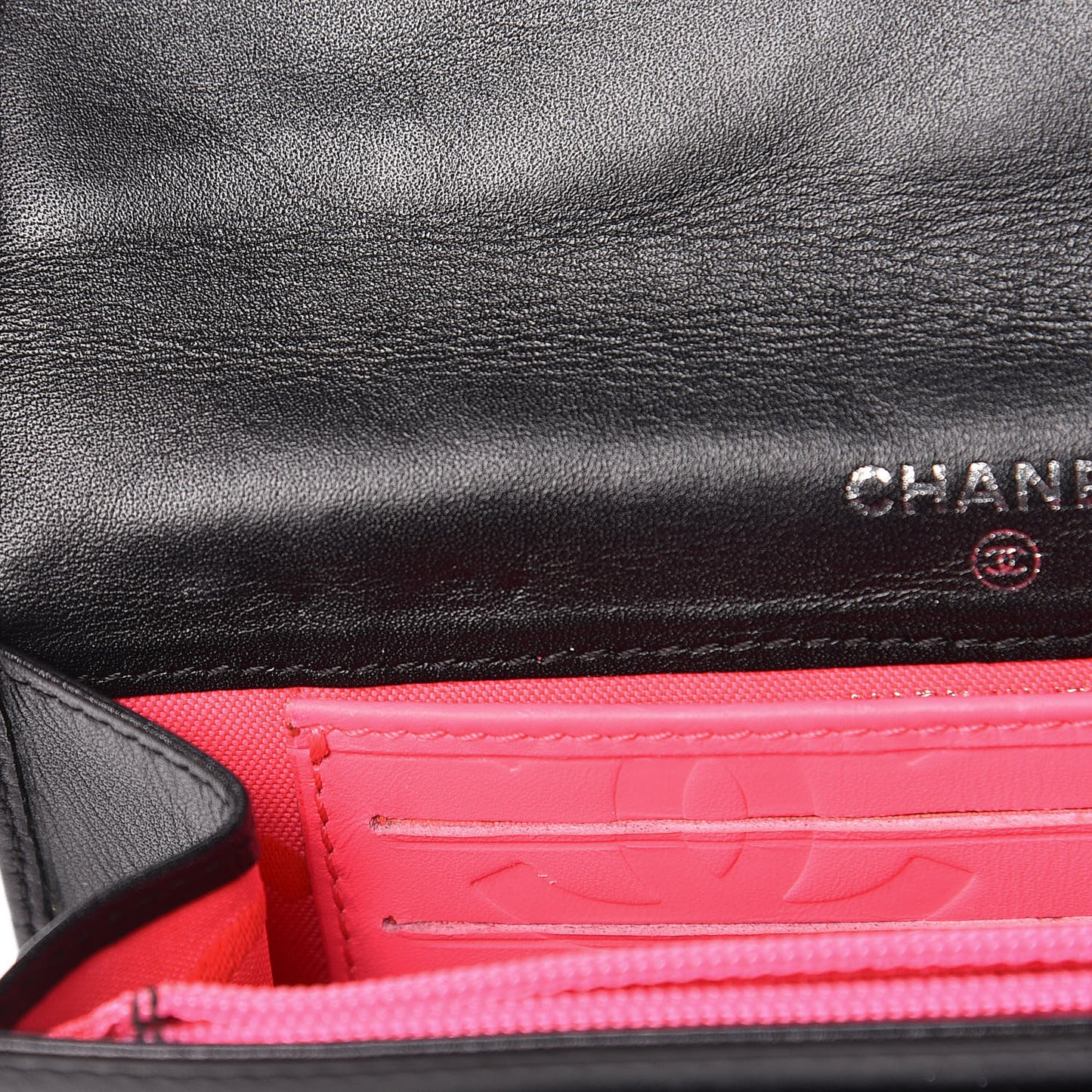 Calfskin Quilted Cambon Flap Wallet Black