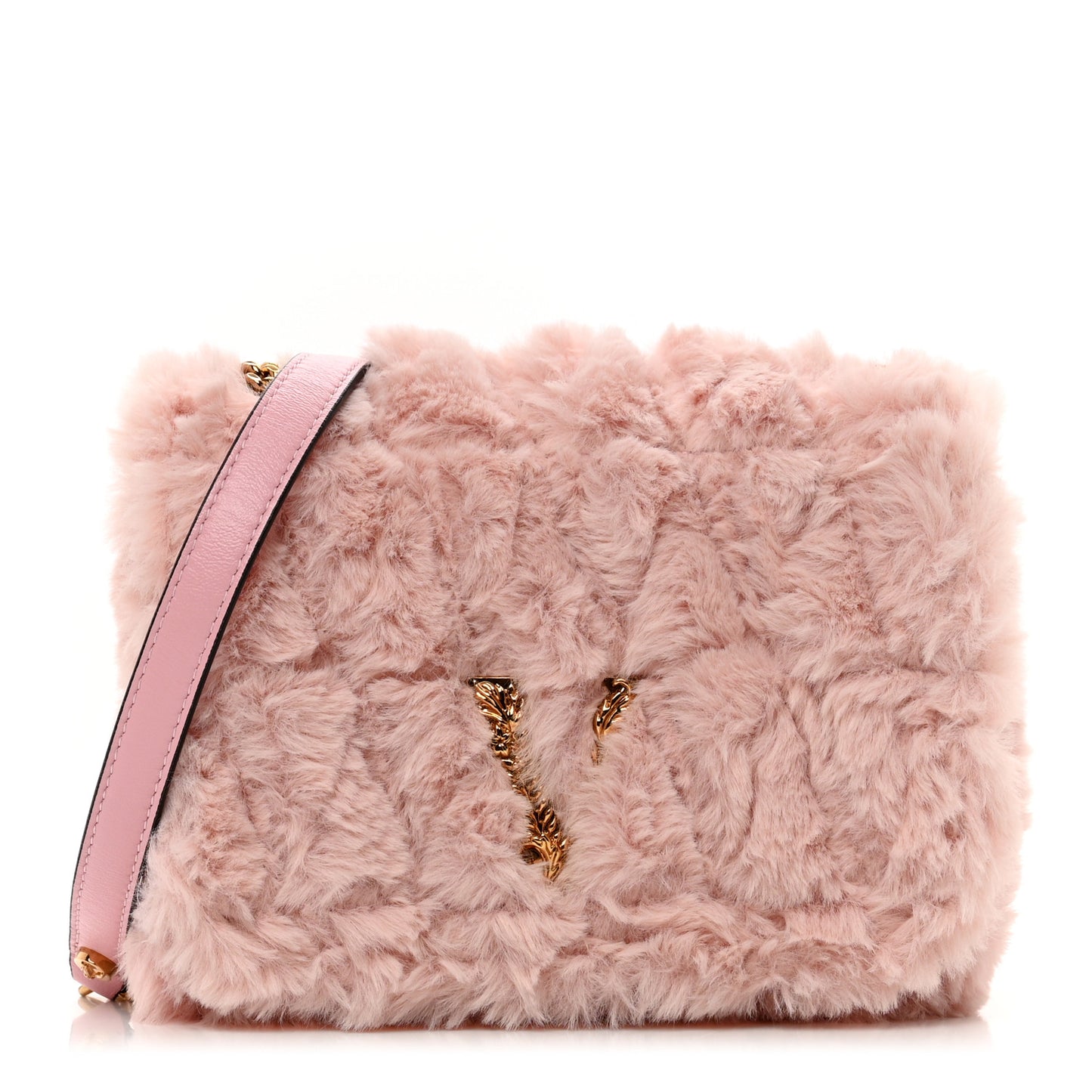 Faux Fur Quilted Virtus Shoulder Bag English Rose