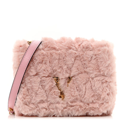 Versace Faux Fur Quilted Virtus Shoulder Bag English Rose 1 of 8