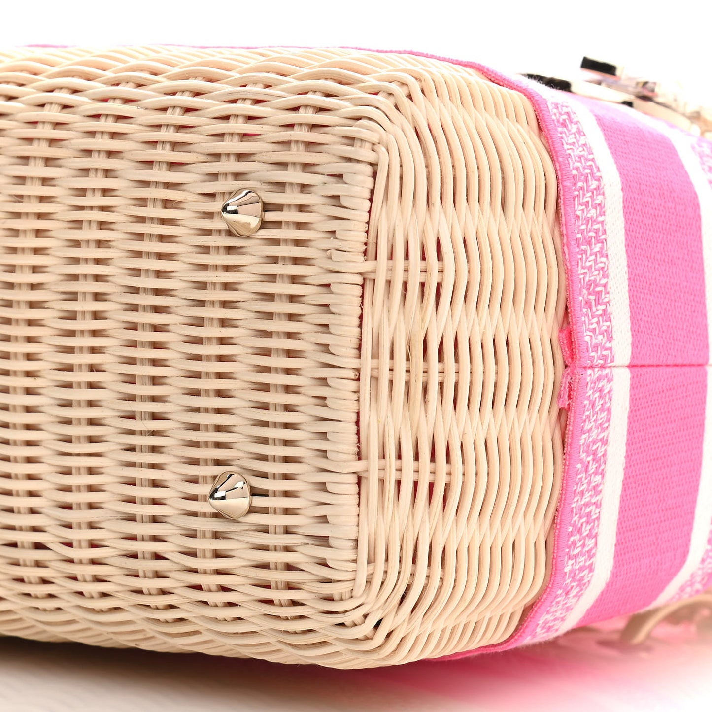 Wicker Oblique Medium Lady Dior Bag Fluorescent Pink