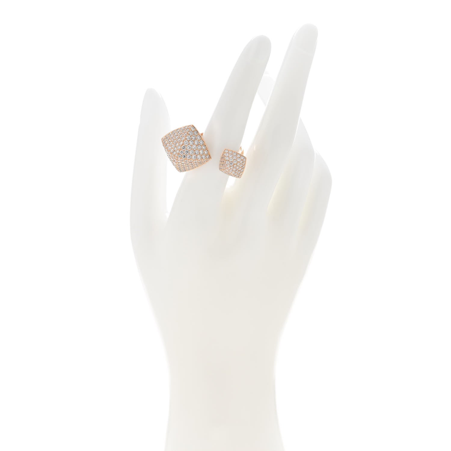 Hermes 18K Rose Gold Diamond Collier de Chien Rock Pave Ring 54 7 2 of 8