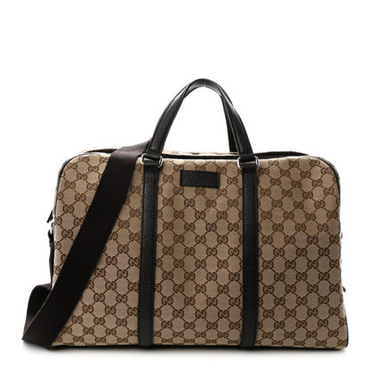 Gucci Monogram Dollar Calfskin Boston Duffle Bag Beige Ebony Testa di Moro Marrone Scuro 1 of 10