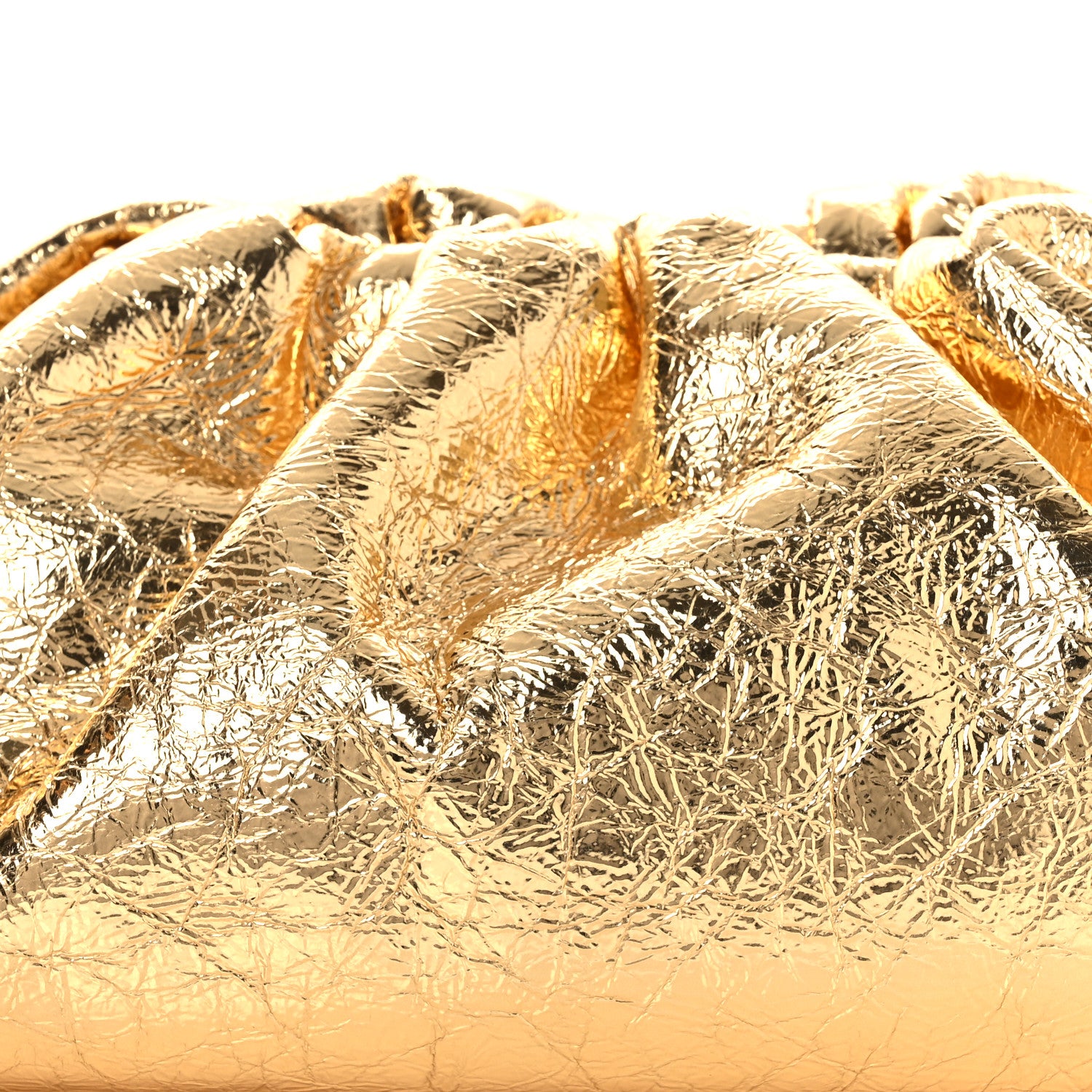 Bottega Veneta Metallic Crinkled Lambskin The Pouch Oversized Clutch Oro 8 of 10