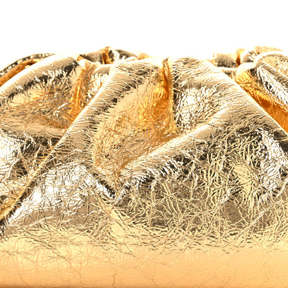 Bottega Veneta Metallic Crinkled Lambskin The Pouch Oversized Clutch Oro 8 of 10