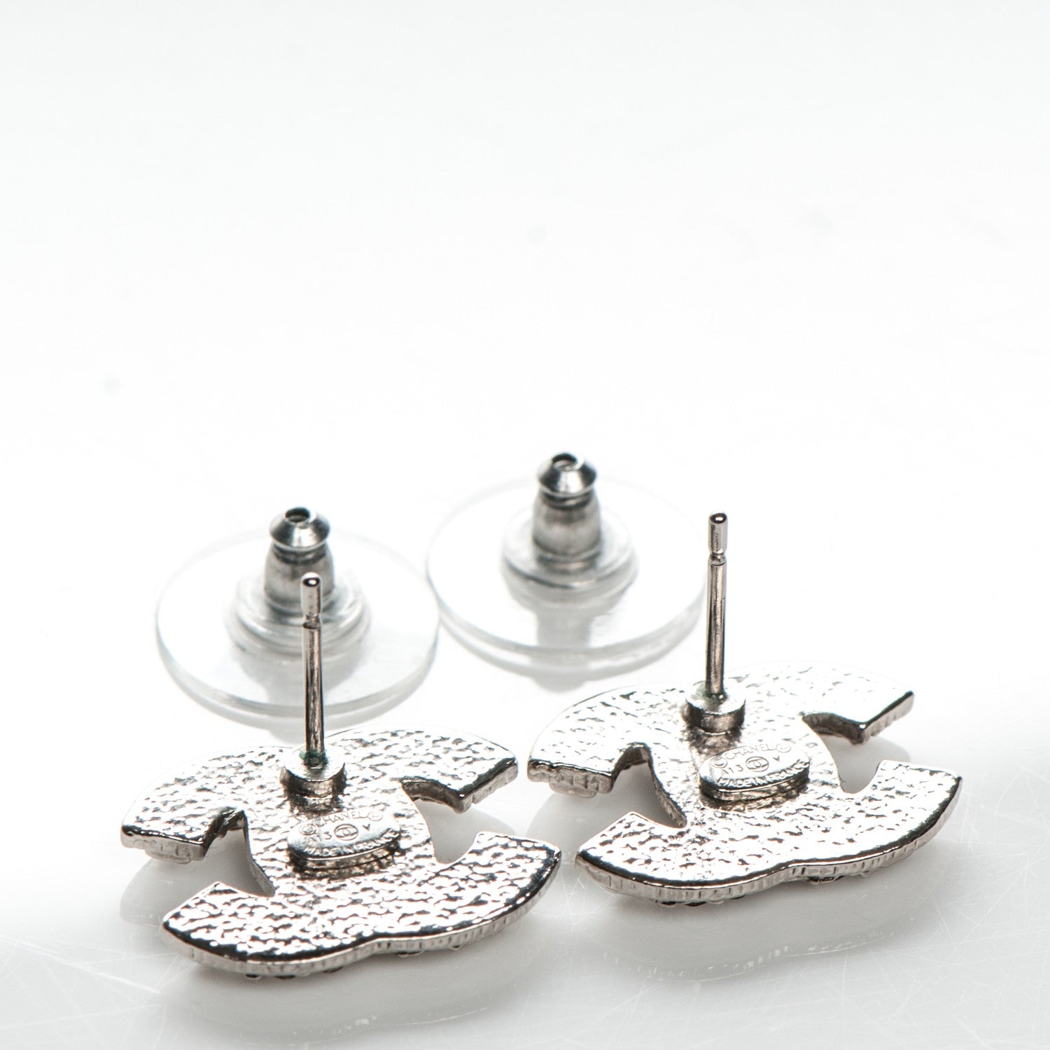 Chanel Crystal CC Earrings Silver 3 of 6