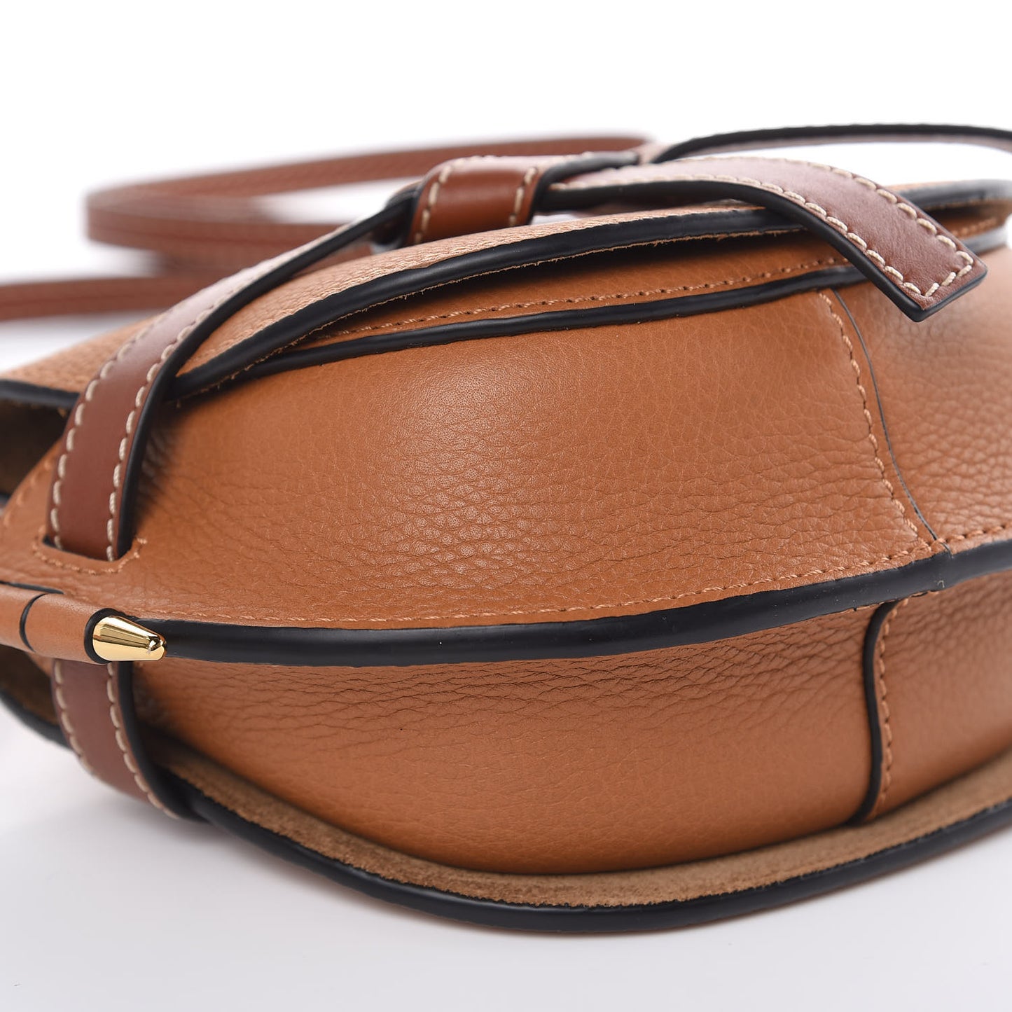 Grained Calfskin Mini Gate Crossbody Bag Caramel Pecan