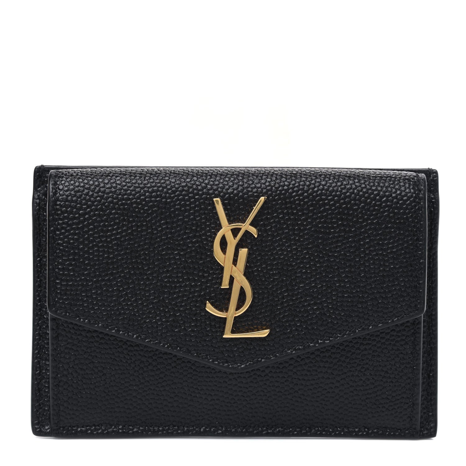 Saint Laurent Grain De Poudre Uptown Monogram Card Case Black 1 of 4