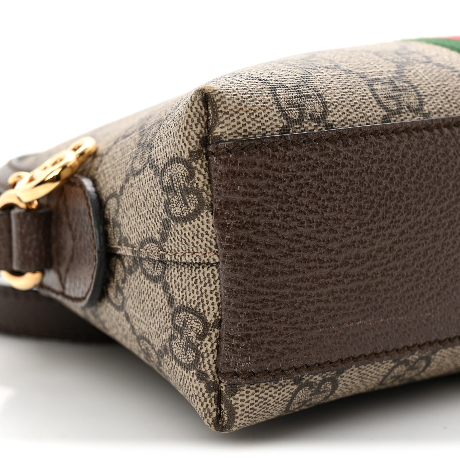 Gucci GG Supreme Monogram Textured Dollar Calfskin Web Small Ophidia Dome Shoulder Bag Beige Ebony New Acero 9 of 10