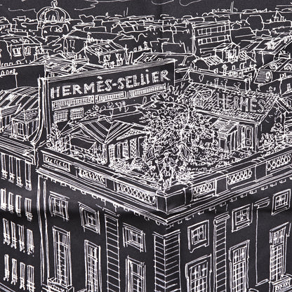 Hermes Silk Un Jardin Sur Le Toit Pocket Square Black White 2 of 4