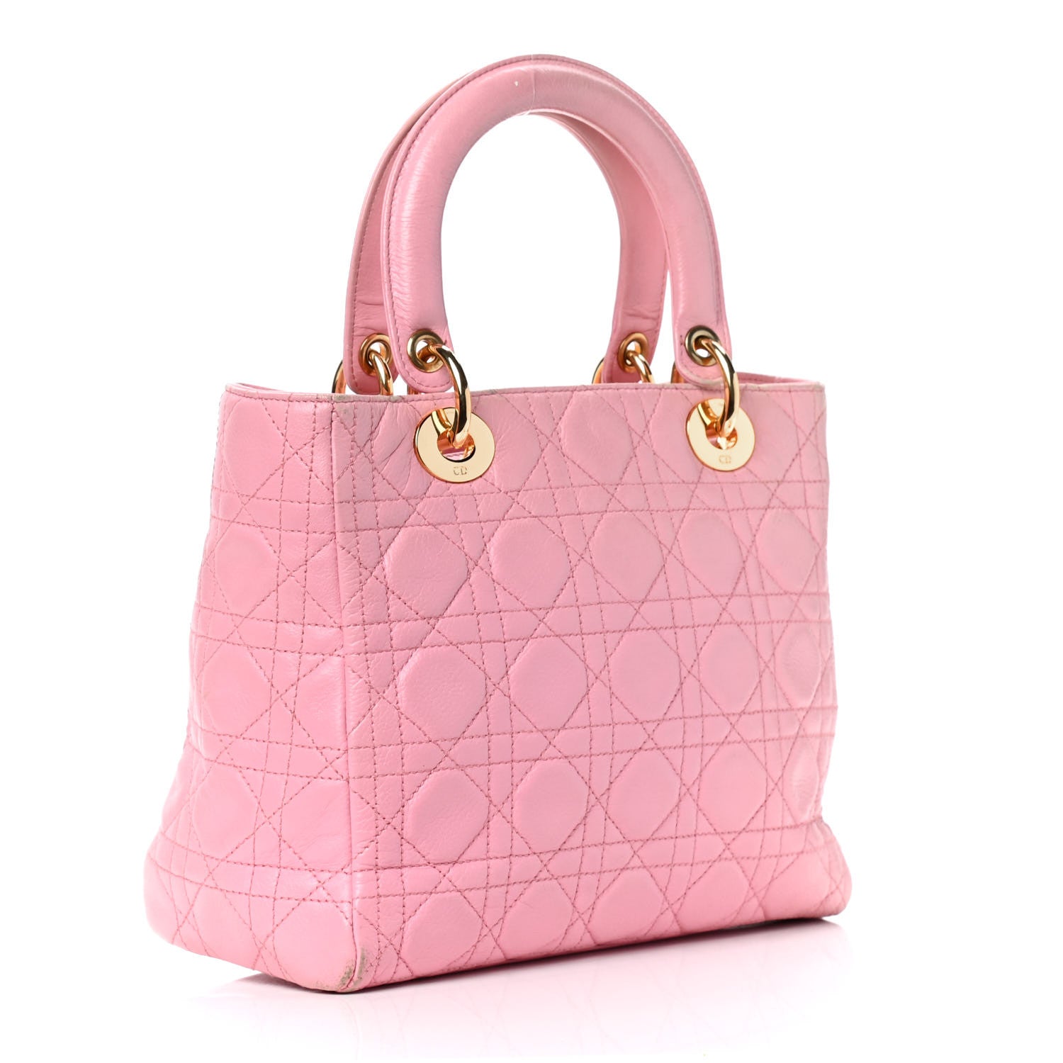 Christian Dior Grained Calfskin Cannage Medium Lady Dior Pink 2 of 10
