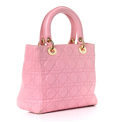 Christian Dior Grained Calfskin Cannage Medium Lady Dior Pink 2 of 10
