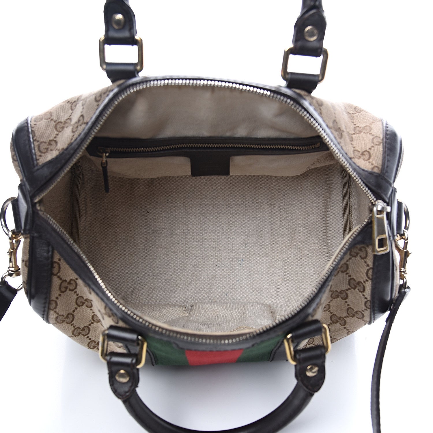 Gucci Monogram Vintage Web Medium Boston Dark Brown 4 of 12