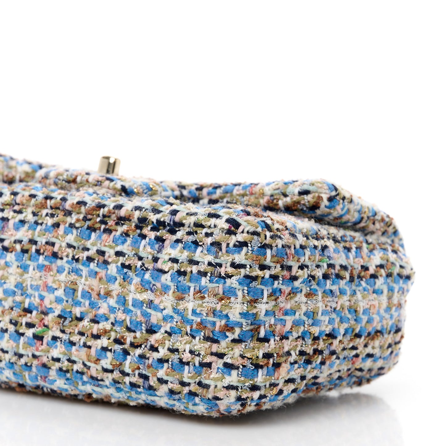 Tweed Quilted Mini Rectangular Flap Blue White