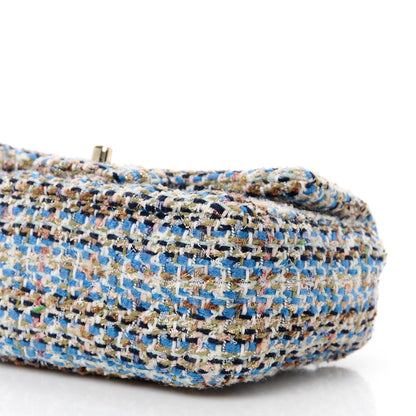 Chanel Tweed Quilted Mini Rectangular Flap Blue White 11 of 12