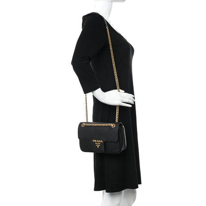 Prada Saffiano Flap Shoulder Bag Black 2 of 9