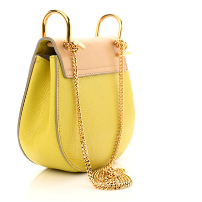 Chloe Grained Calfskin Lambskin Mini Bi-Color Drew Shoulder Bag Yellow Beige 3 of 14