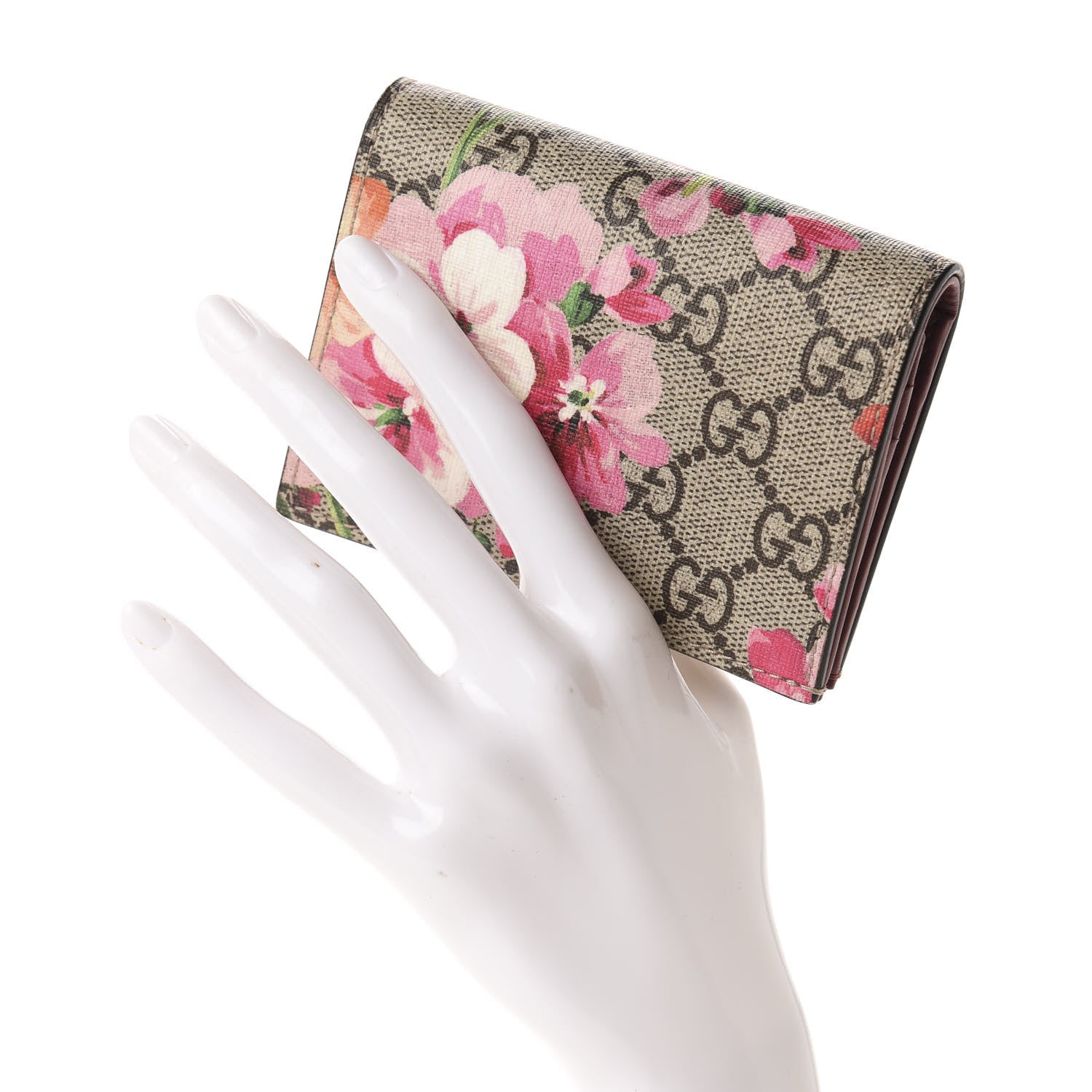 Gucci GG Supreme Monogram Blooms Card Case Wallet Beige Multicolor Dry Rose 2 of 8