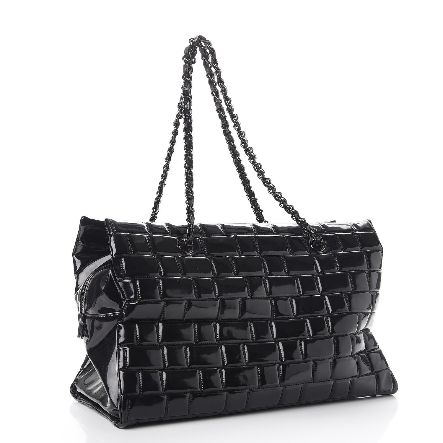 Chanel Vinyl Quilted Frozen Shopping Tote Black 3 of 10