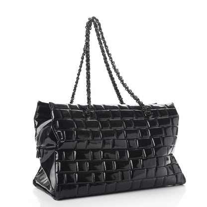 Chanel Vinyl Quilted Frozen Shopping Tote Black 3 of 10