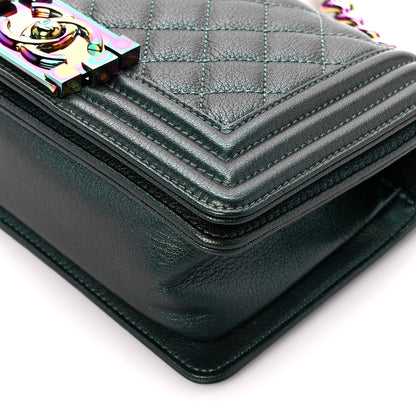 Chanel Iridescent Goatskin Quilted Small Boy Flap Green 10 of 10