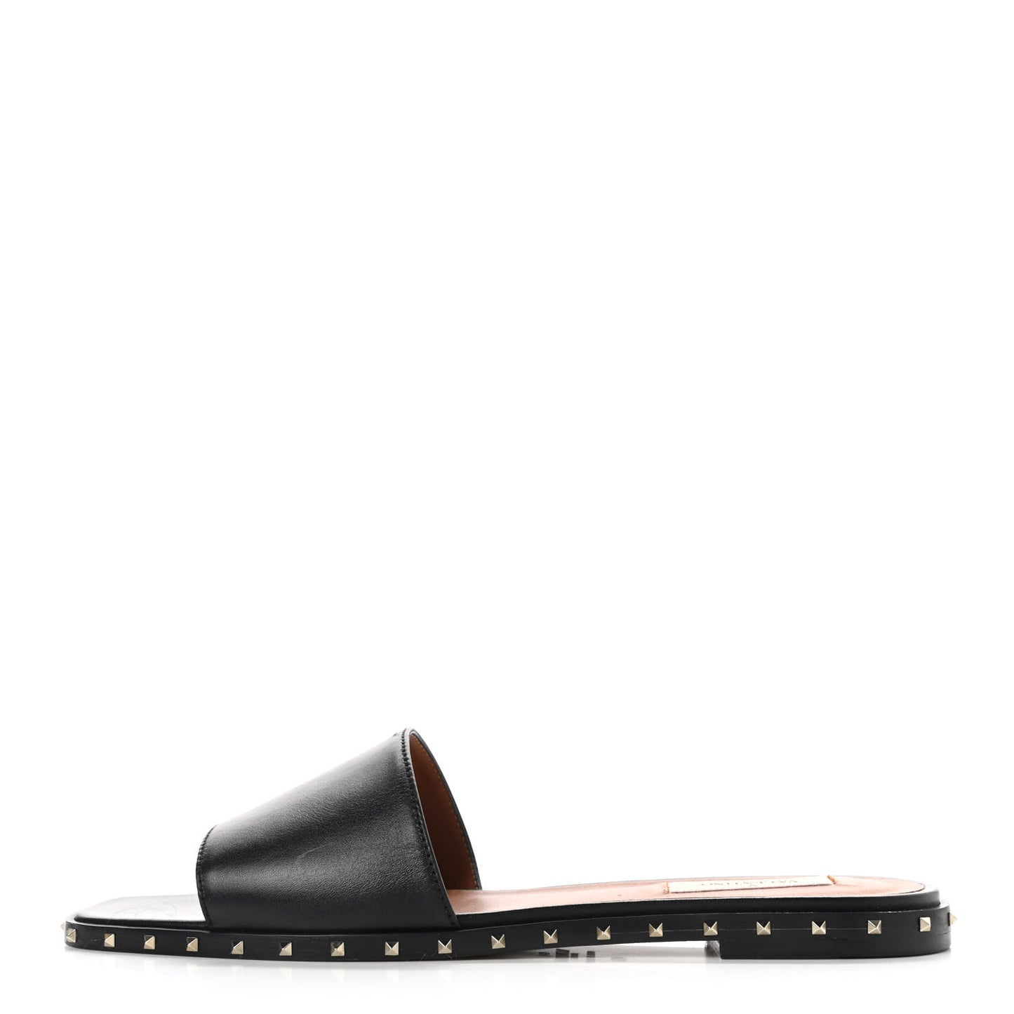 Nappa Soul Rockstud Flat Slide Sandals 40 Black