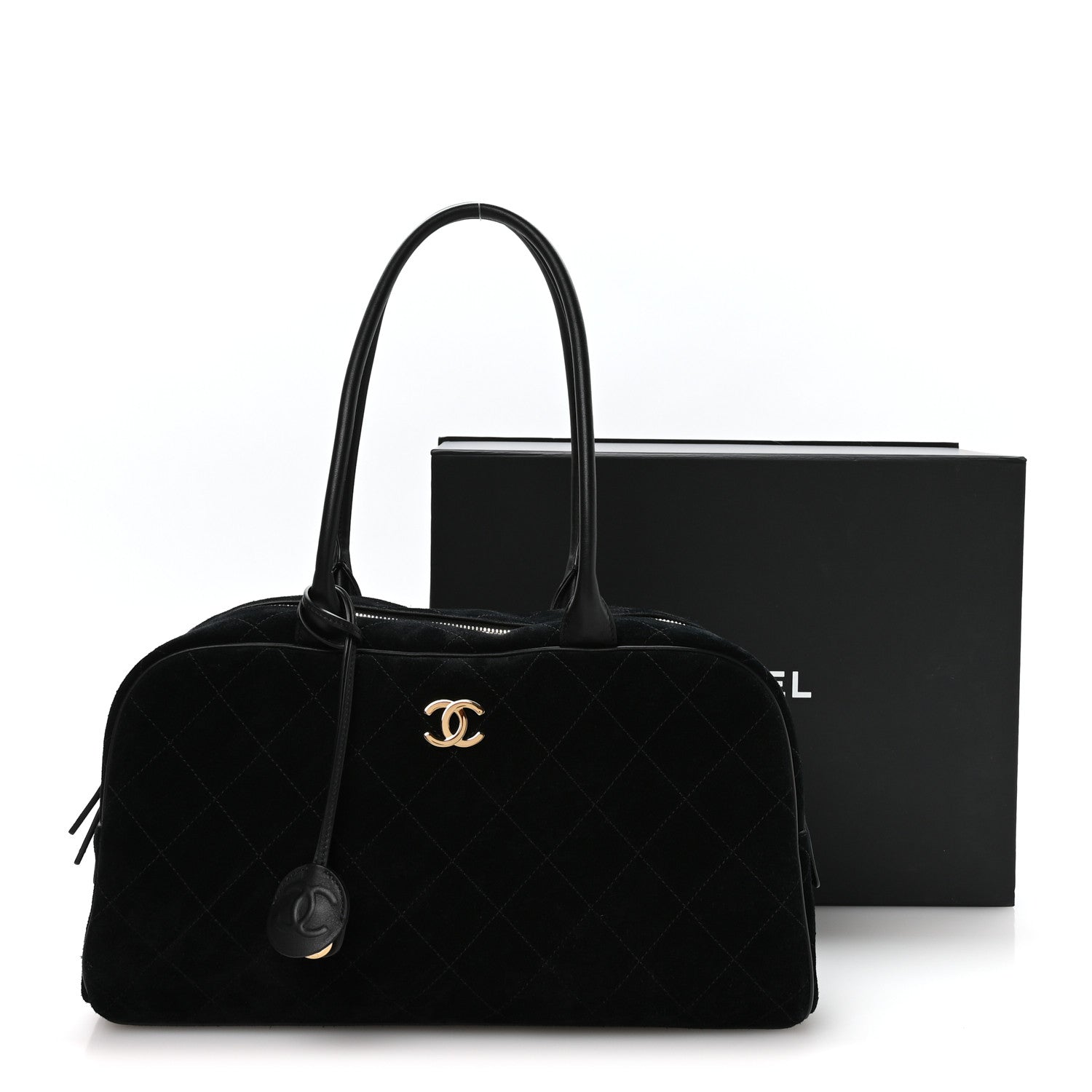 Chanel Suede Calfskin Large Perfect Bowling Bag Black 11 of 11