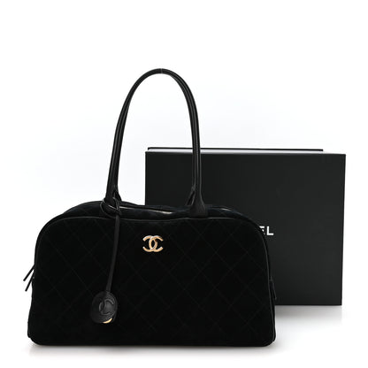 Chanel Suede Calfskin Large Perfect Bowling Bag Black 11 of 11