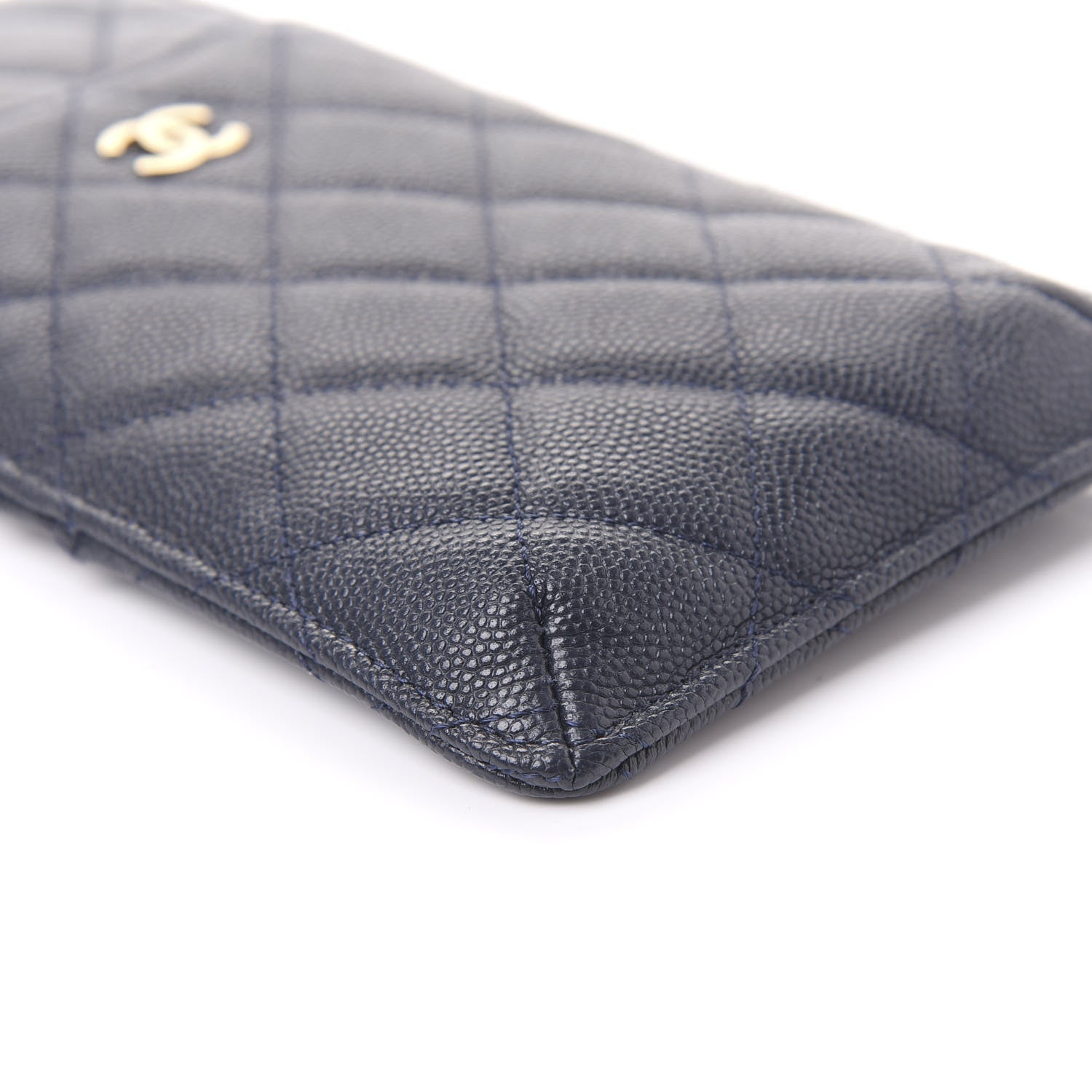 Chanel Caviar Quilted Classic Flat Wallet Pouch Blue 6 of 12