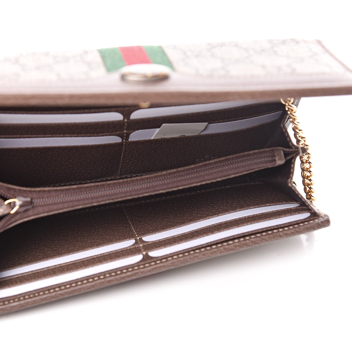 GG Supreme Monogram Web Ophidia Wallet On Chain Brown