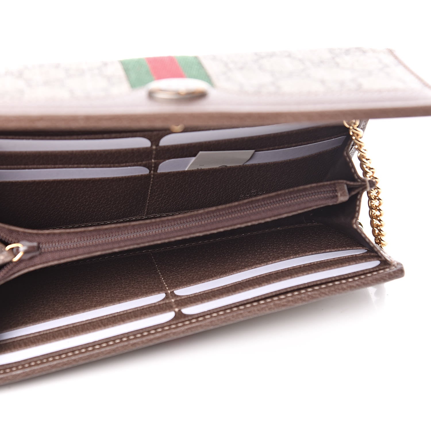 Gucci GG Supreme Monogram Web Ophidia Wallet On Chain Brown 5 of 12